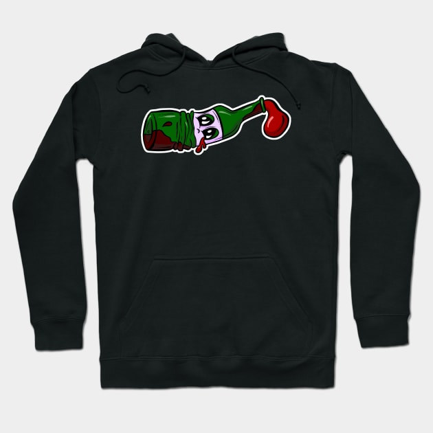 Drunken Bottle of Wine Cartoon Hoodie by Squeeb Creative